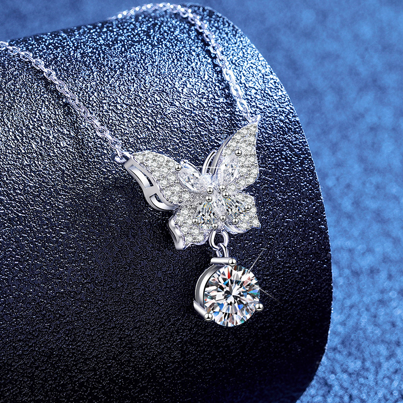 925 Sterling Silver 1.0ct Moissanite Zenith Butterfly Necklace