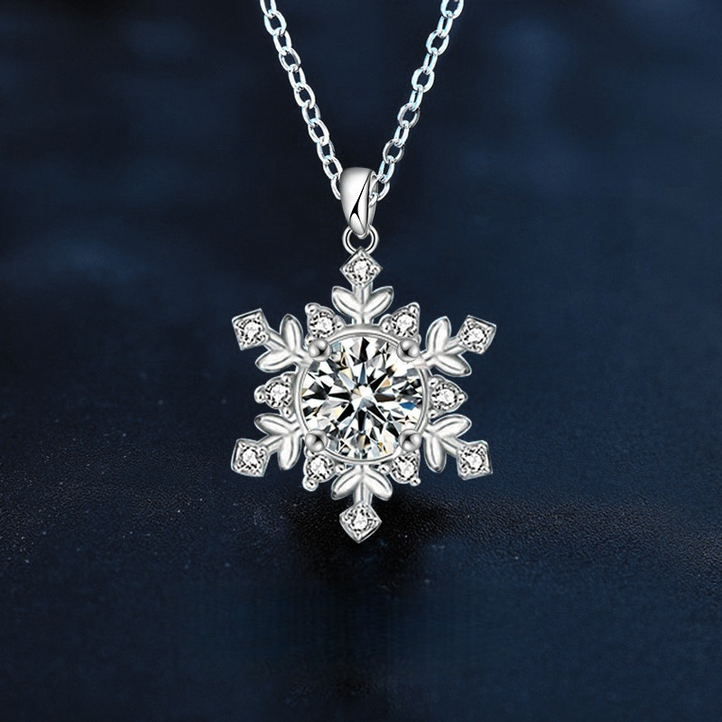 925 Sterling Silver 1.0ct Moissanite Celestial Snowflake Necklace