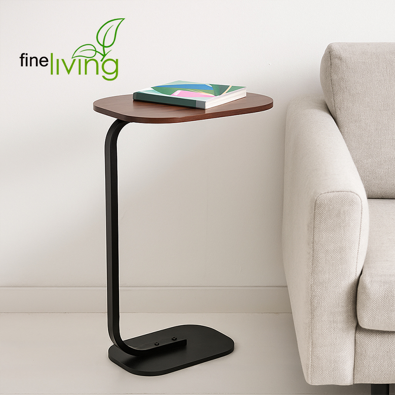 C-Shaped Wooden Side Table