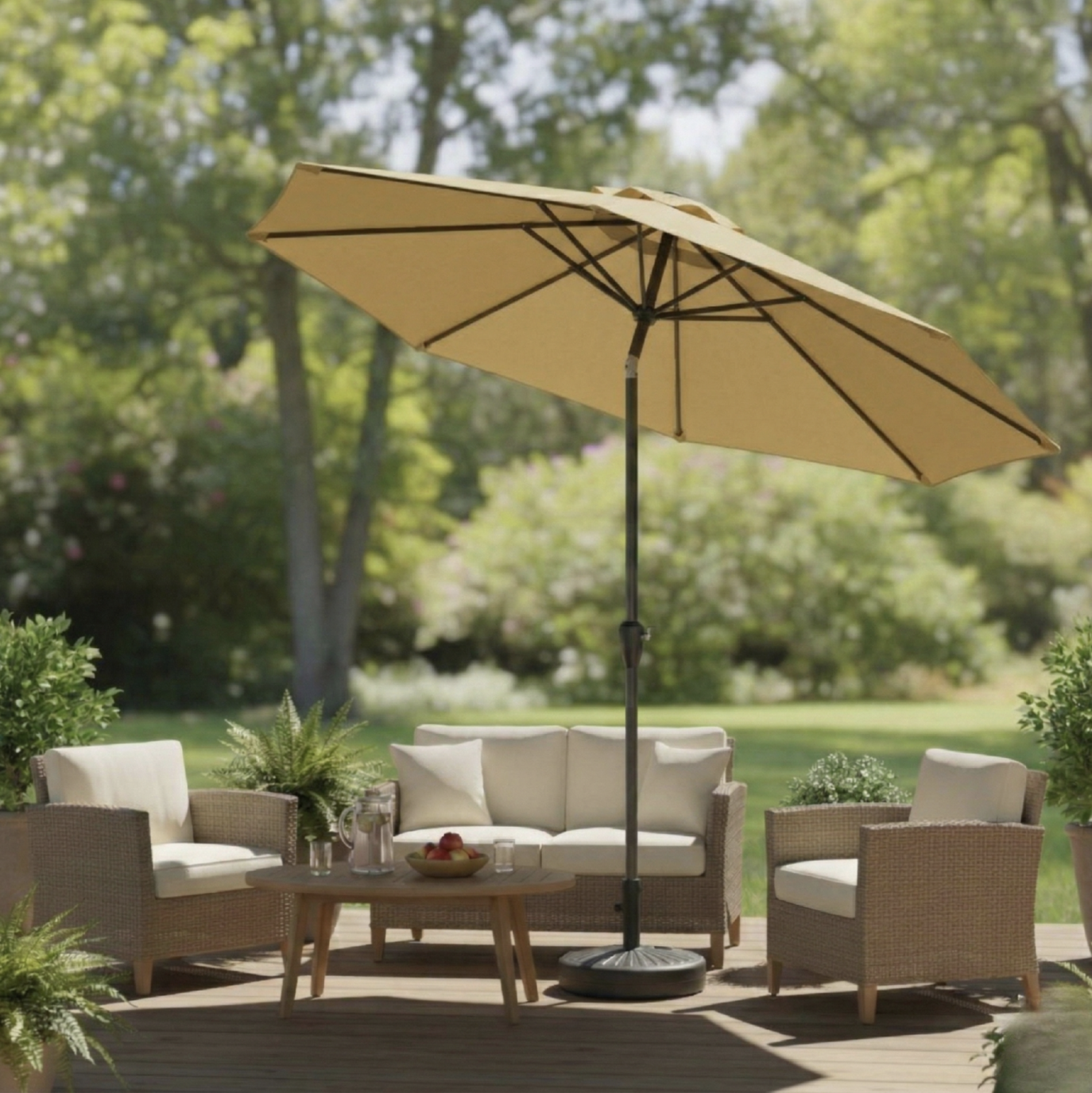 2.7m Crank and Tilt Patio Umbrella with Base