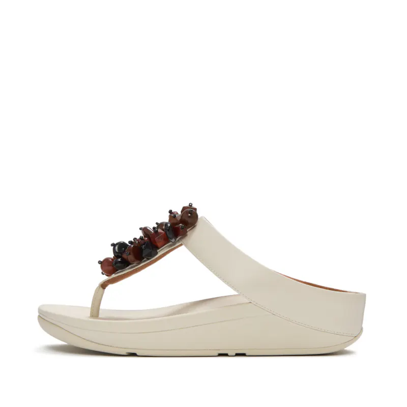 Fino Bead Cluster Toe Post Sandals - Beige