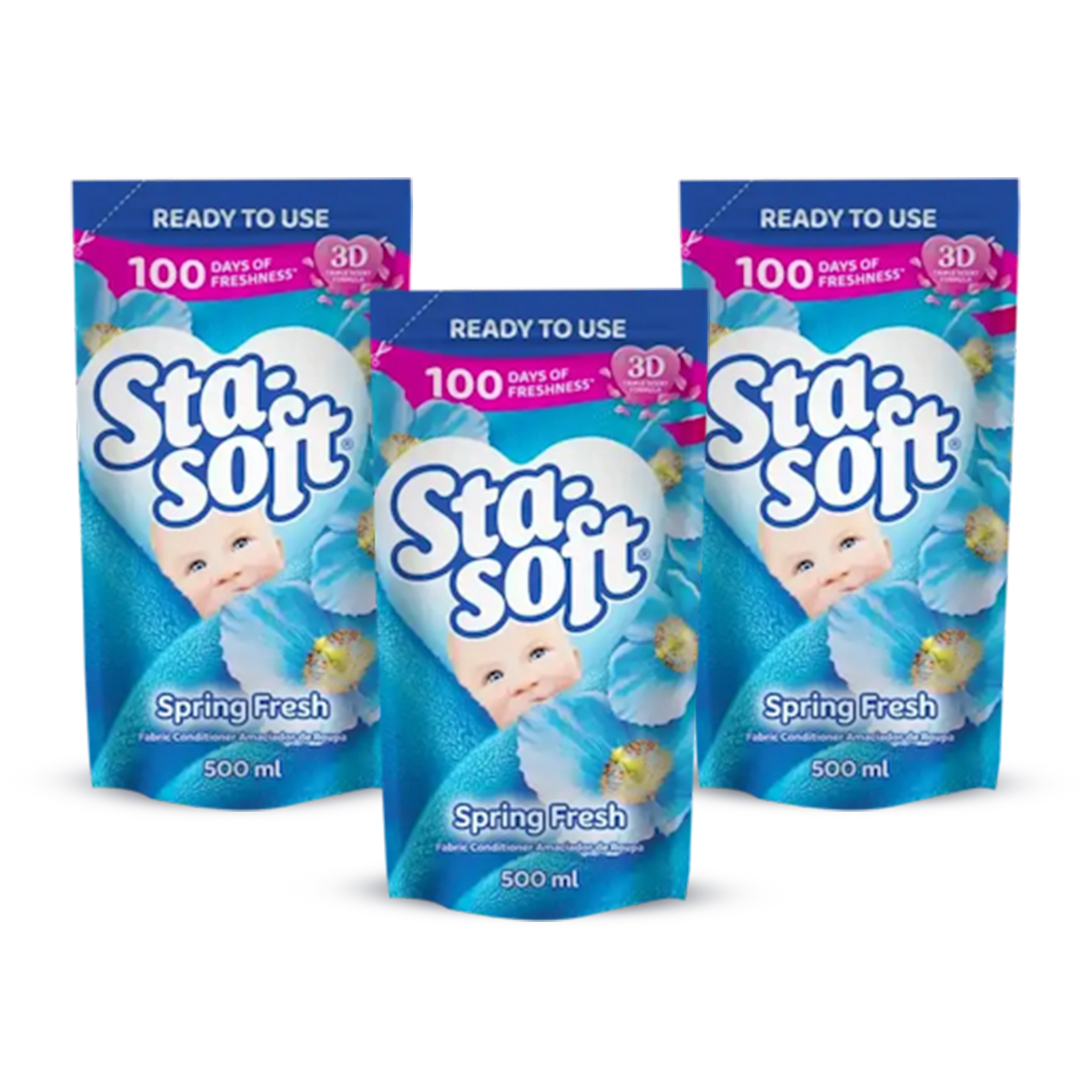 3x 500ml Fabric Softeners Doypacks