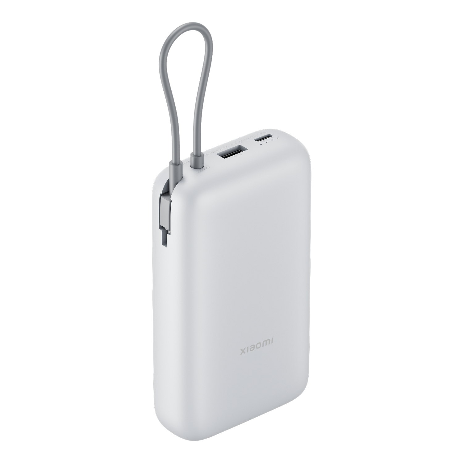 20000mAh 22.5W Fast Charging Power Bank with Integrated USB-C Cable Light Grey