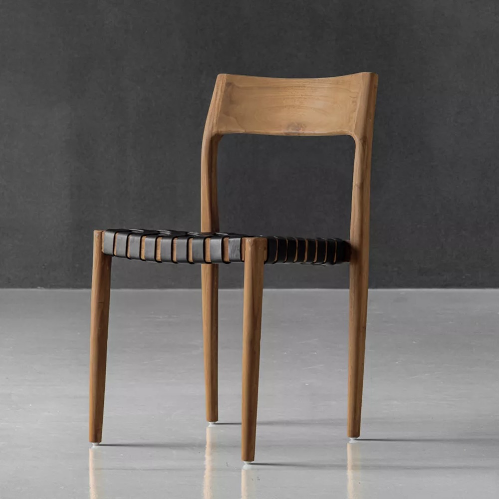 Woven Leather Dining Chair
