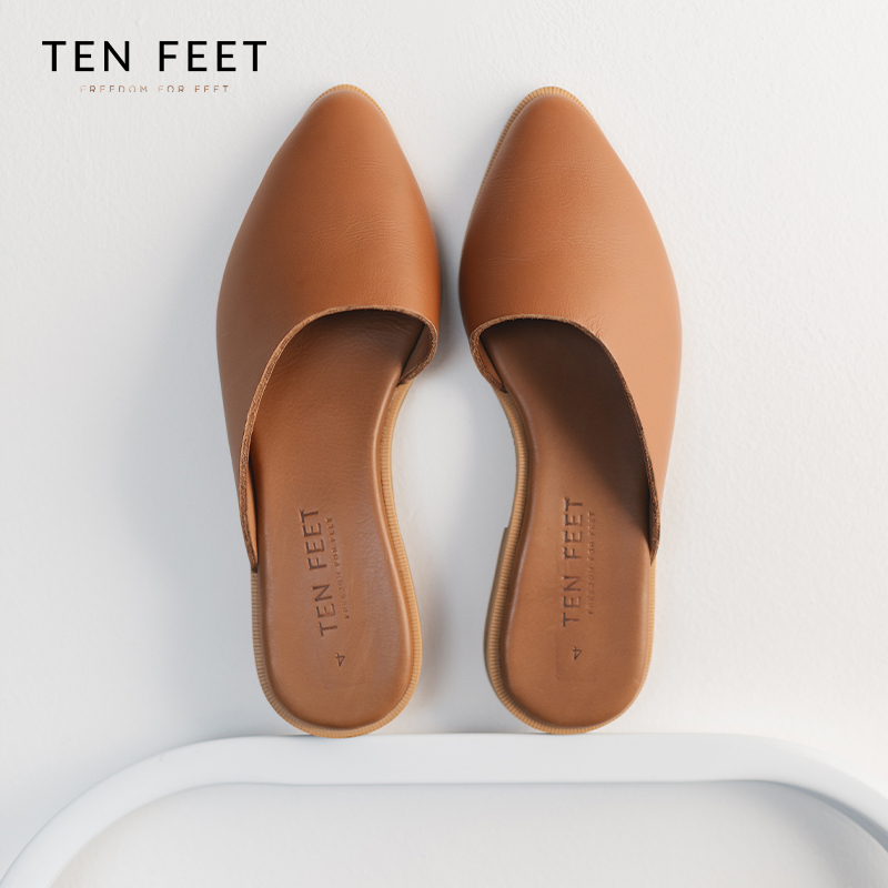 Ladies Genuine Leather Tapered Mules