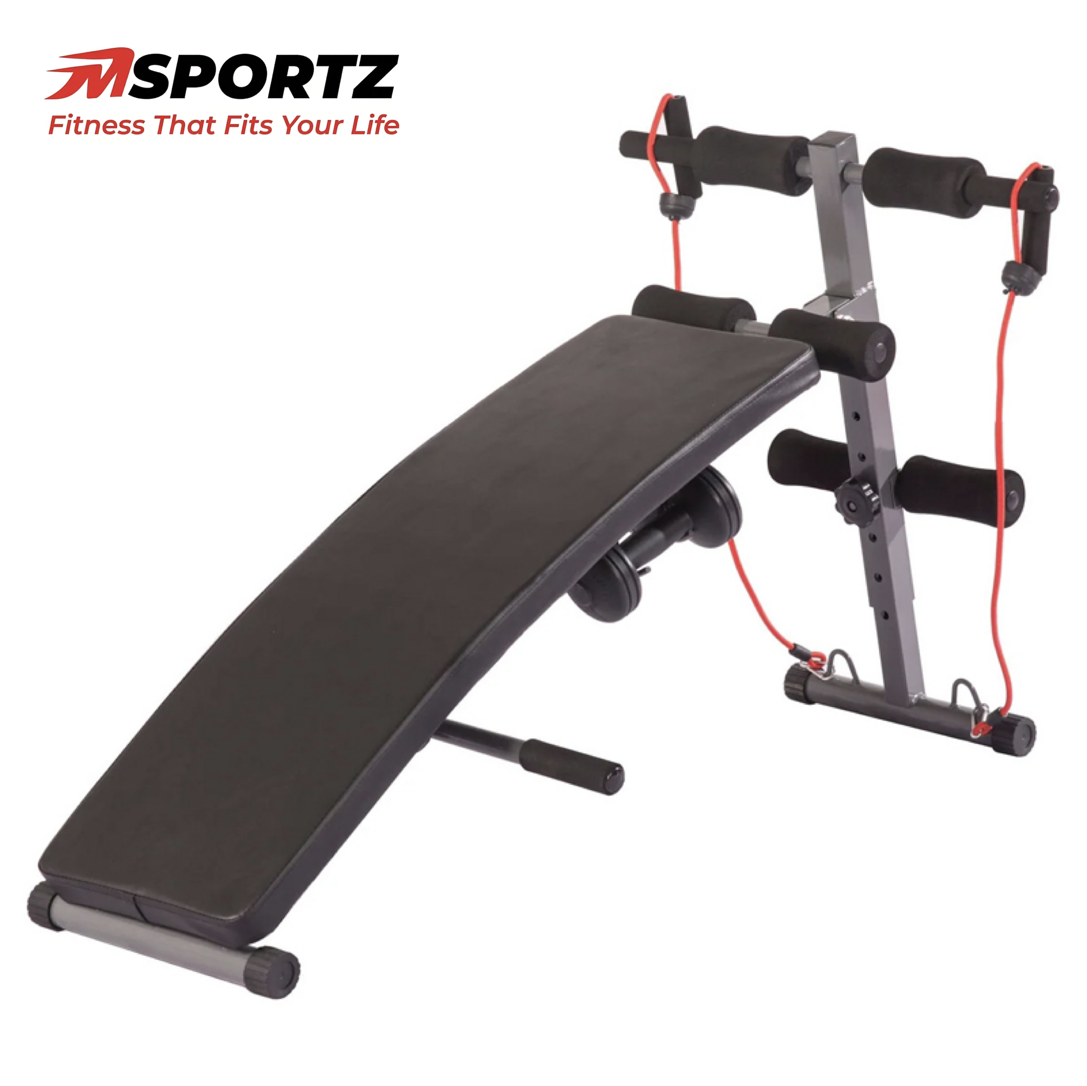 Adjustable Sit-Up Bench with Resistance Bands