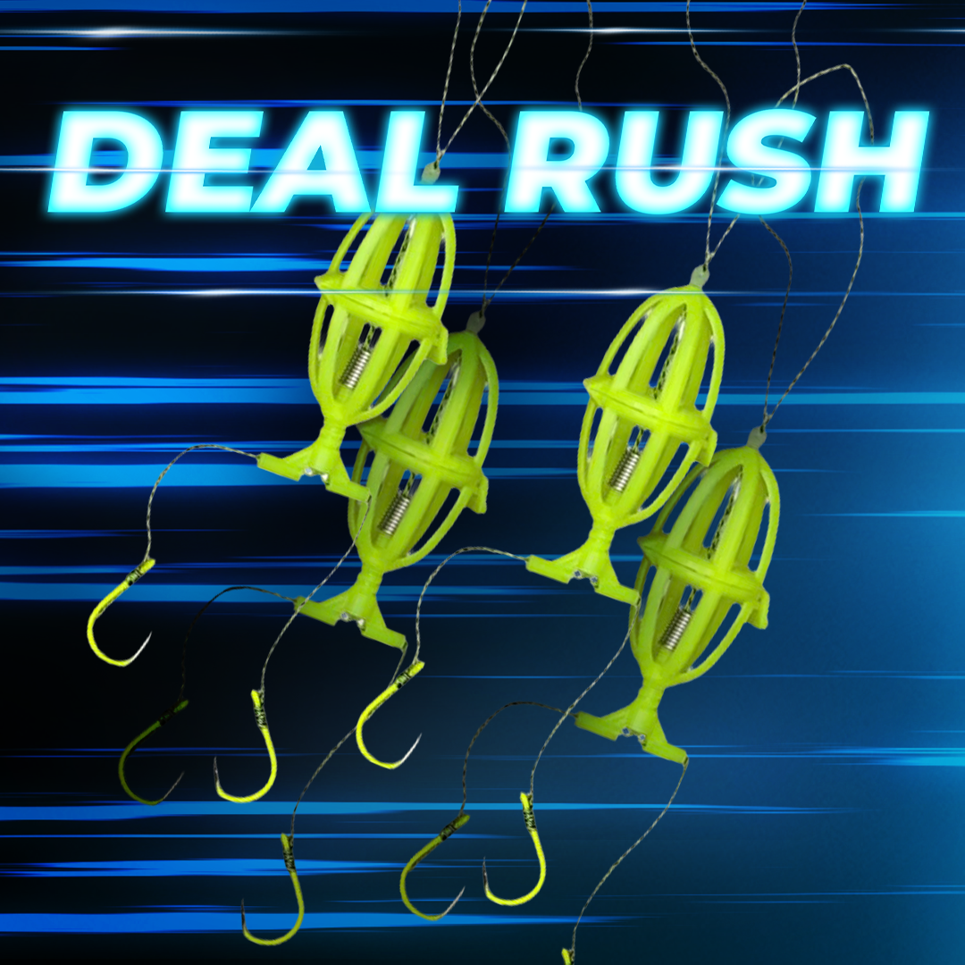 8x Fishing Bait Cage Feeders with Dual Hooks