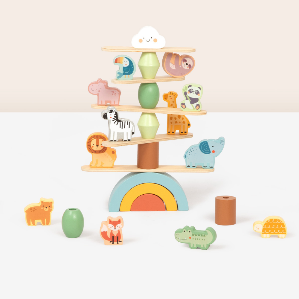27-Piece Savannah Stacking Animals Friends Fine Motor Balance Toy