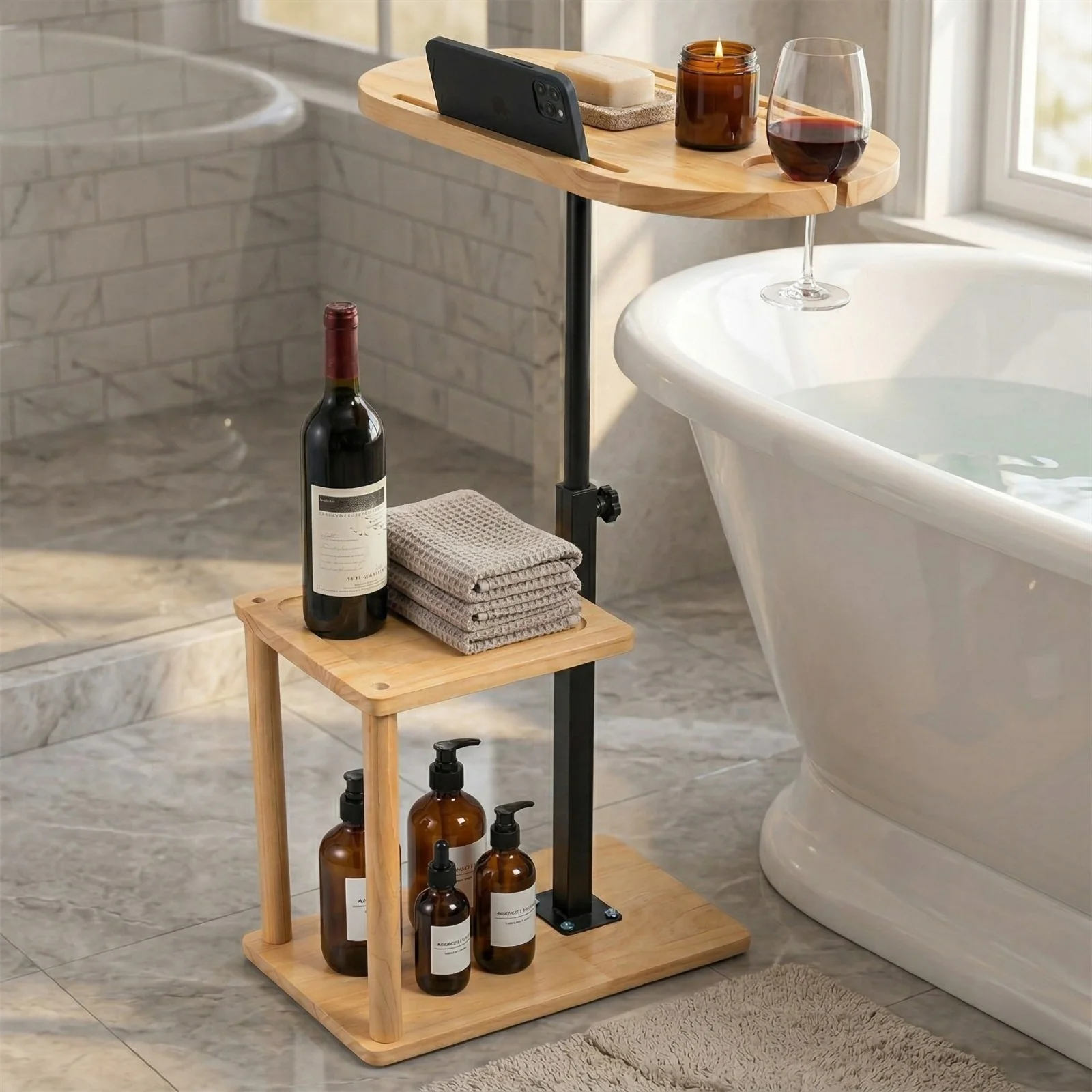 2-Tier Height Adjustable Side Table