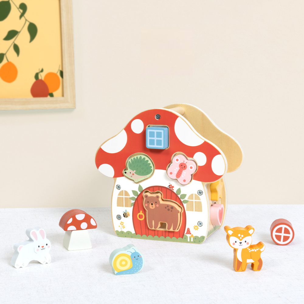 Mushroom House Wooden Shape Sorter Activity Toy