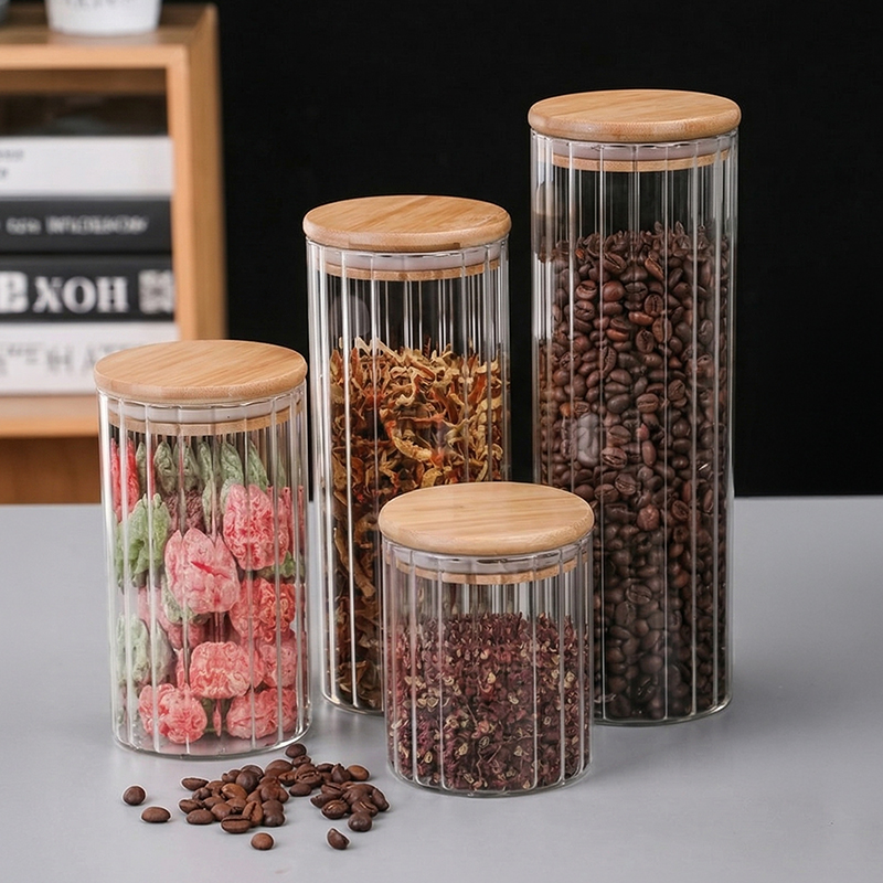 Glass Storage Jars with Bamboo Lids