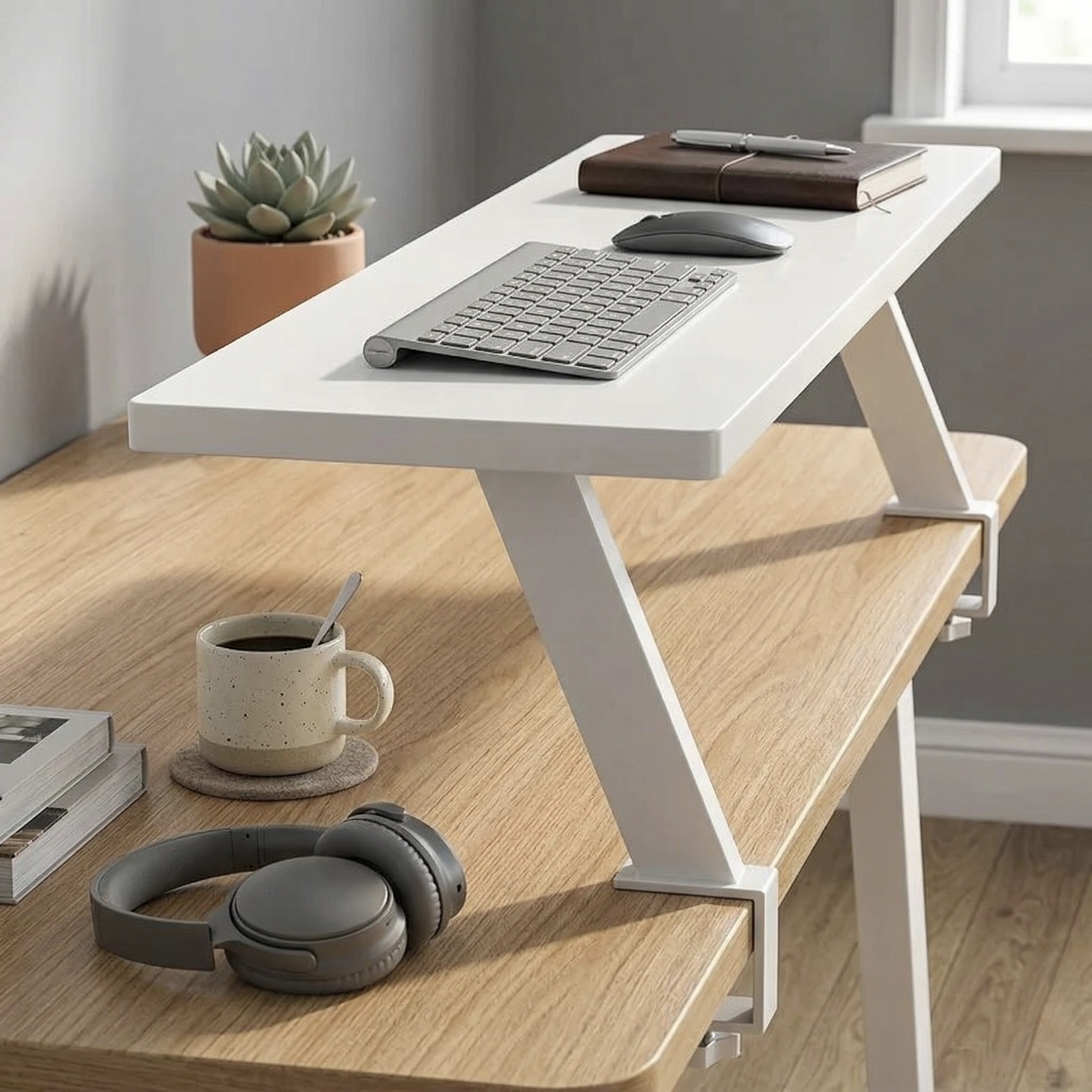 Elevated Clamp-On Desk Shelf