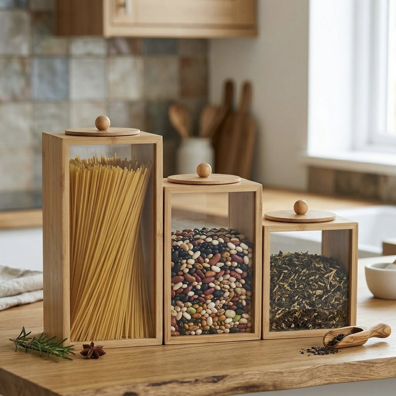 3-Piece Wooden Storage Organiser Boxes with Lids