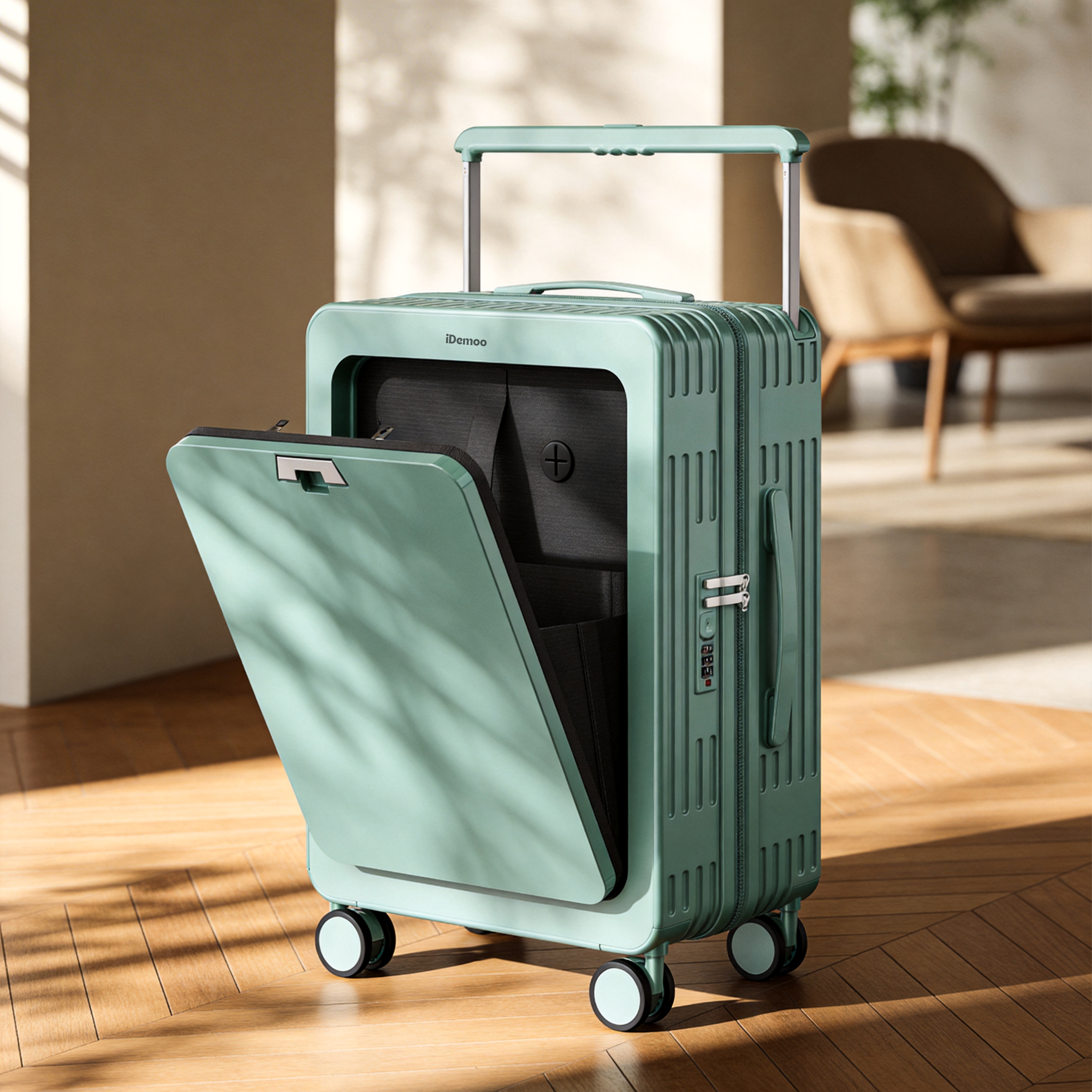 Hardshell Carry On Suitcase with Laptop Compartment and Cup Holder