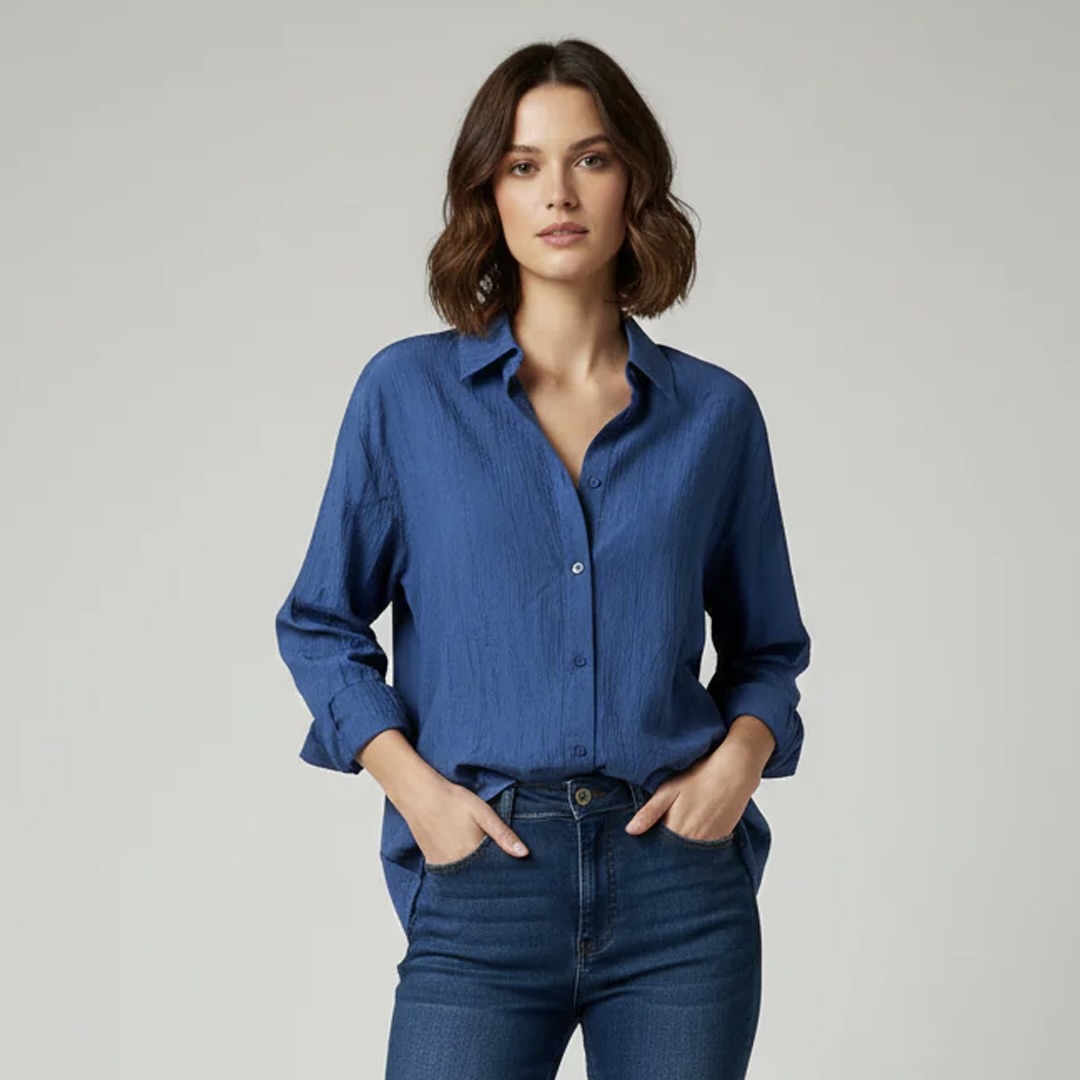 Ladies Cotton Button-Up Collar Shirt