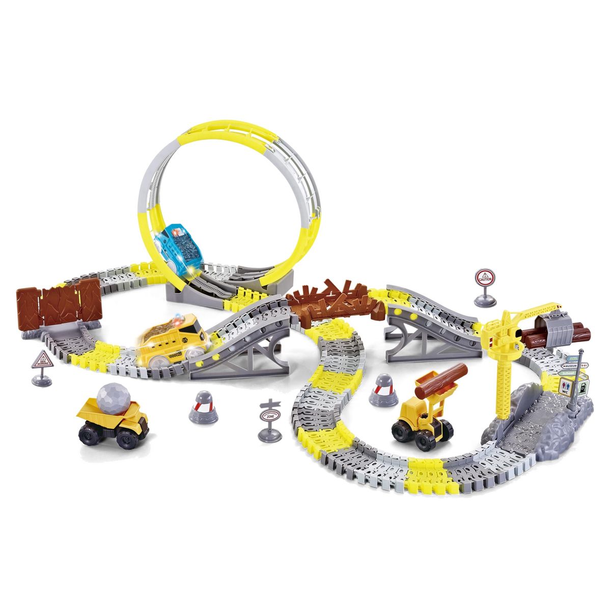 182-Piece DIY Construction Railcar and Track Slot Car Toy Set