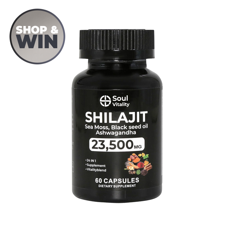 Shilajit Seamoss, Black Seed Oil and Ashwagandha 23,500mg Capsules (60's)