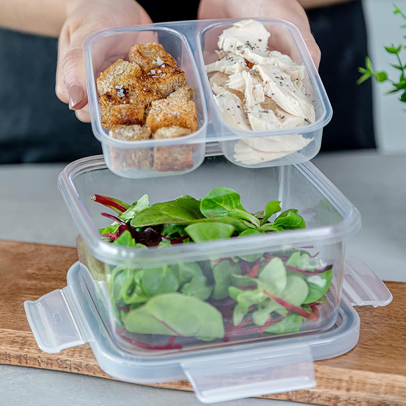 800ml Recycled Eco Snap Food Storage Container with Removable Divider