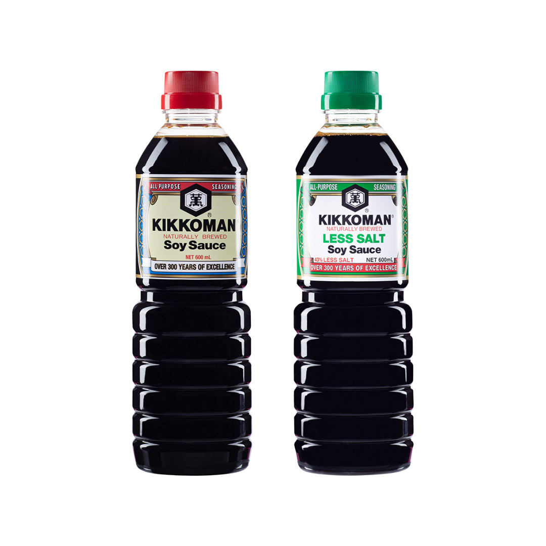 2x 600ml Original or Less Salt Soy Sauces