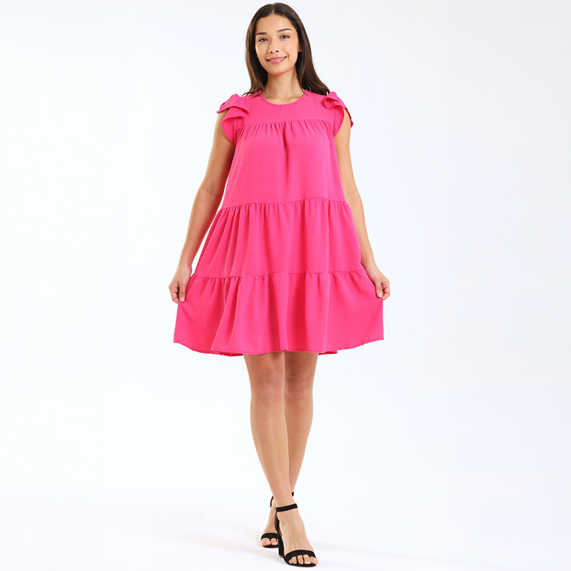 Ladies Maisie Tiered Ruffle Sleeve Short Summer Dress
