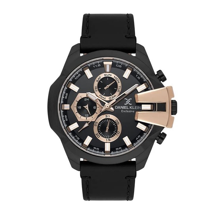 Men's Black Gunmetal Multifunction Watch