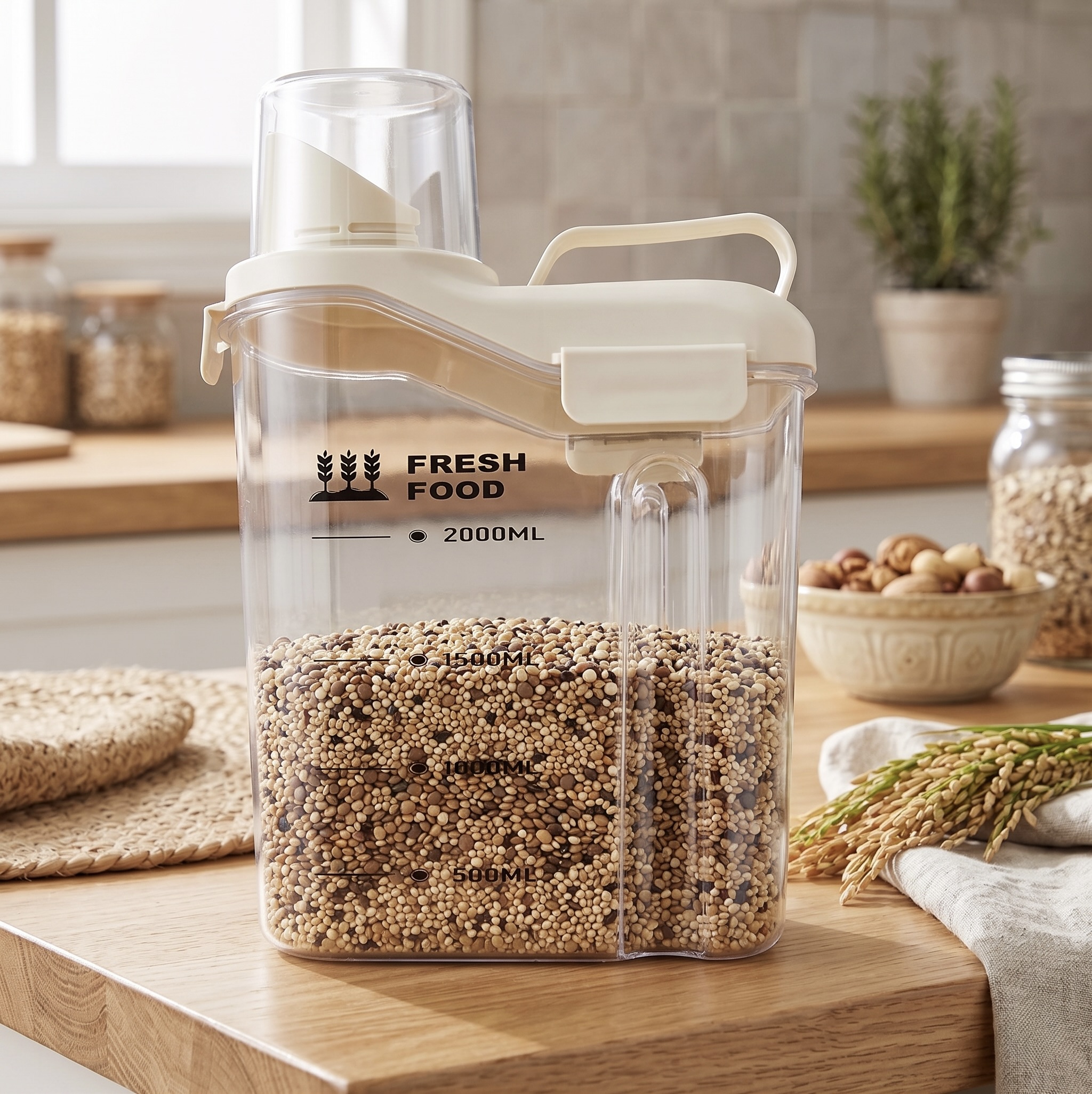 3x 2L Clear Airtight Containers with Easy-Pour Lids