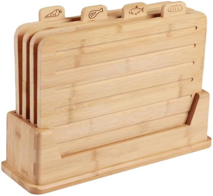 5-Piece Bamboo Cutting Board Set with Stand