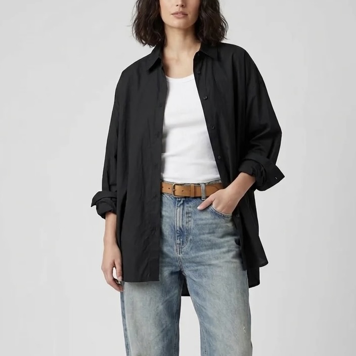 Ladies Cotton Blend Button Up Shirt