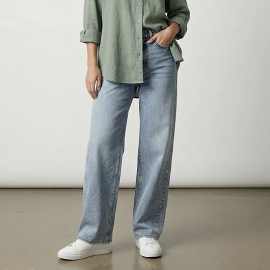 Ladies Light Wash Wide Leg Jeans