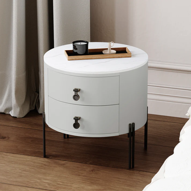 2-Drawer Cylindrical Bedside Table