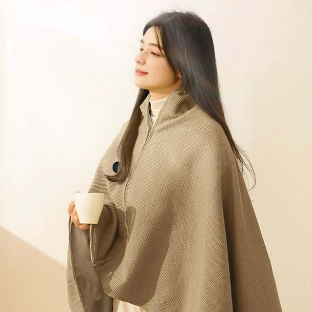 USB Powered Portable Blanket with Soft Zipper Heated Shawl