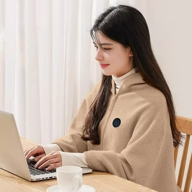 USB Powered Portable Blanket with Soft Zipper Heated Shawl