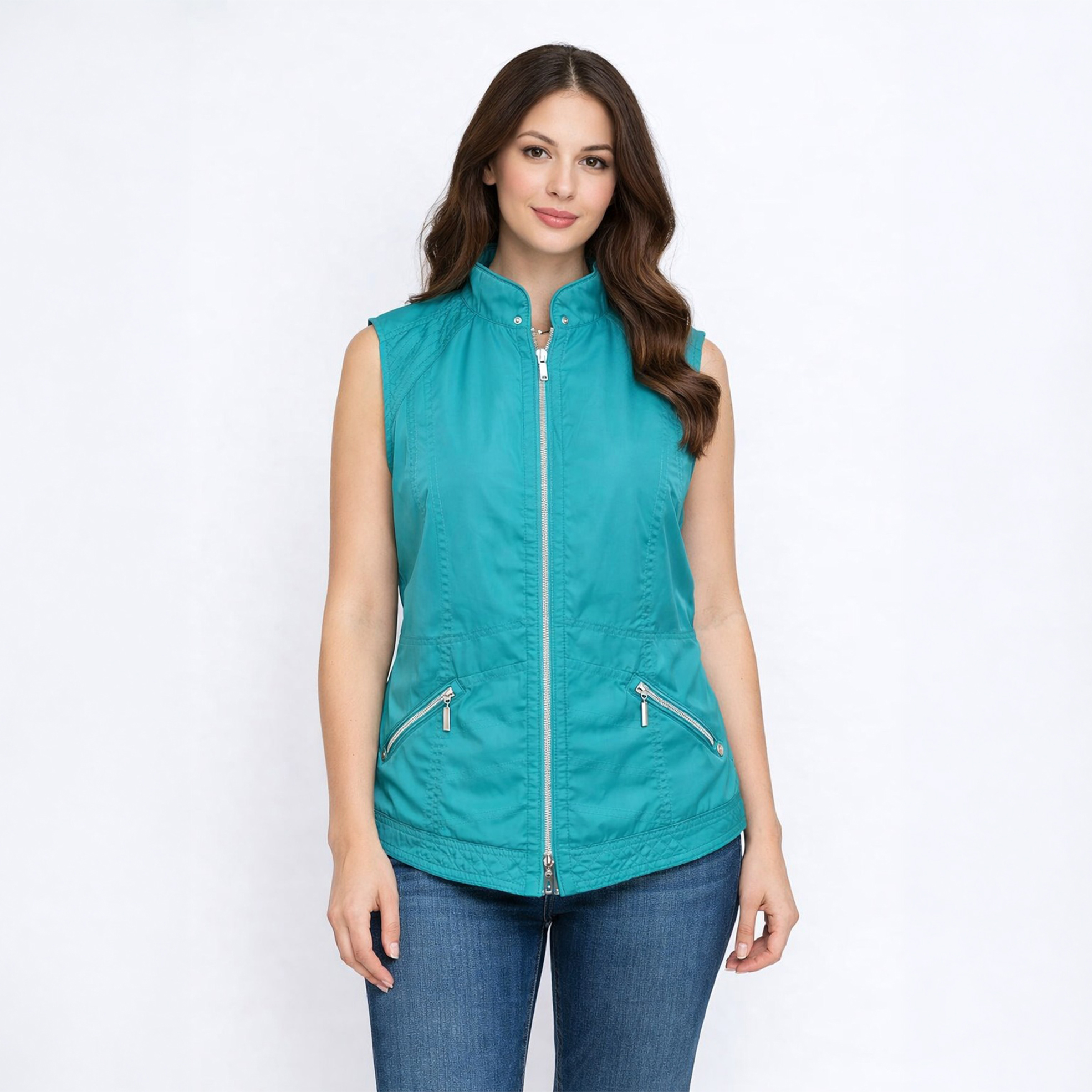 Ladies Turquoise Sleeveless Body Warmer Vest