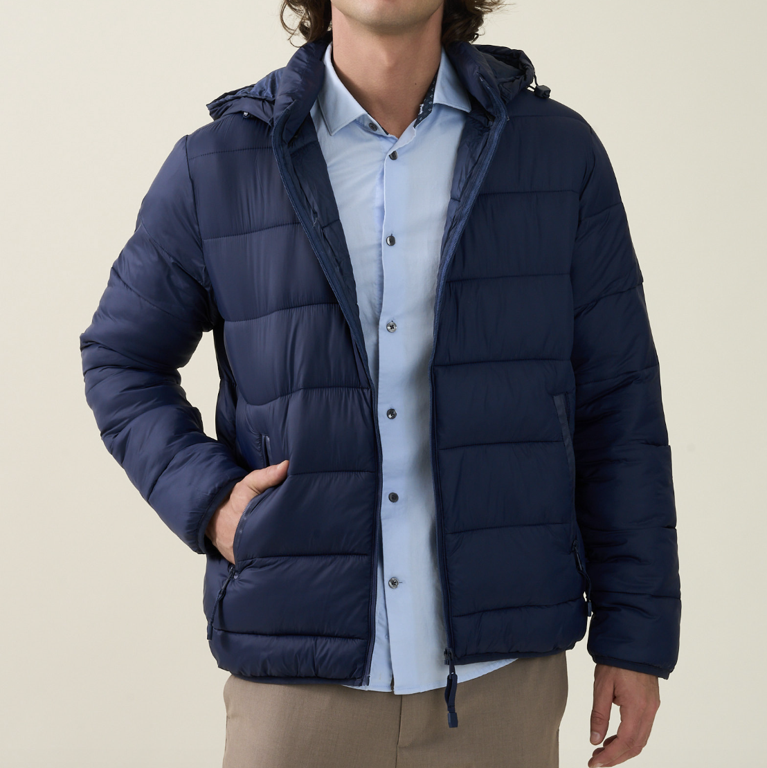 Men's Padded Puffer Jacket with Hood