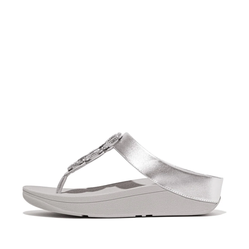 Ladies Leather Fino Crystal-Chain Sandals