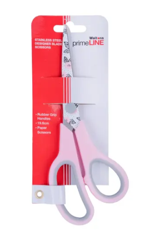 3x Primeline 19.6cm Rubber Grip Scissors Designer Blades
