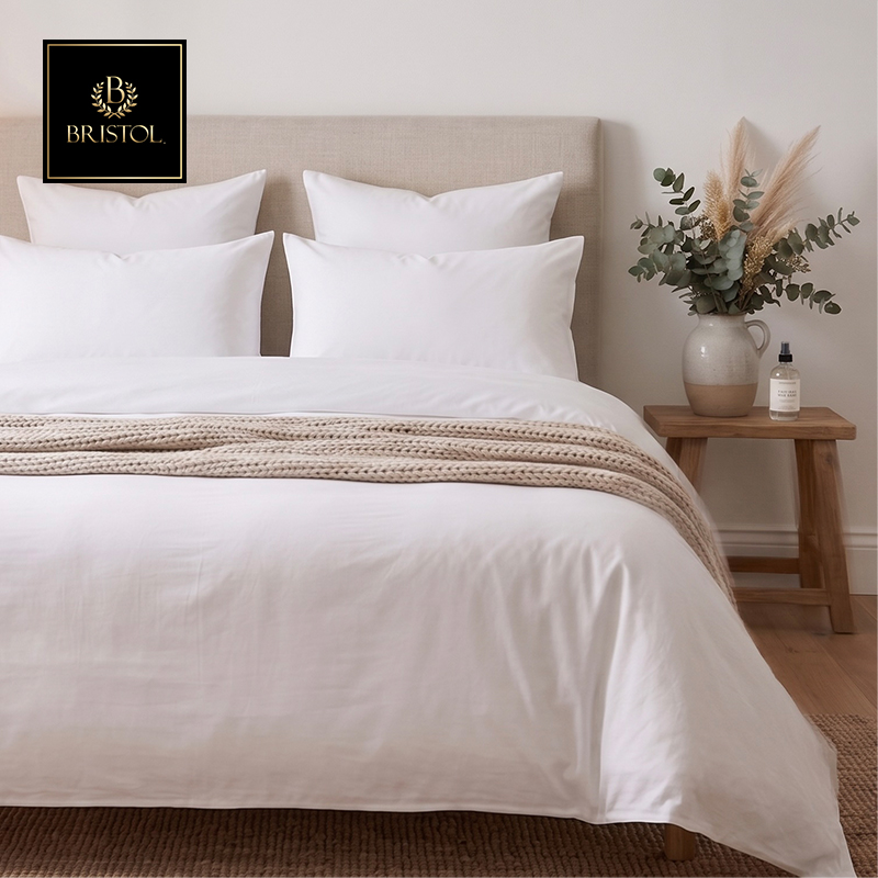 300TC White Oxford Duvet Cover with 2 Pillowcases