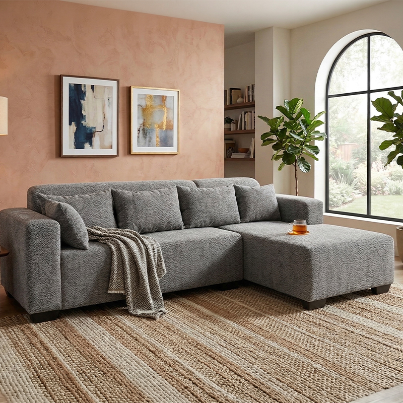 2-Piece L-Shape Couch with Back Cushions