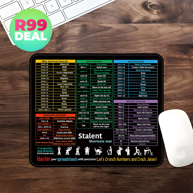 2x Office Shortcut Keys Non-Slip Mouse Pads