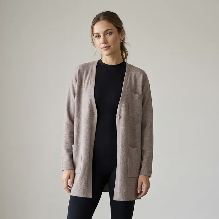 Ladies Cashmere Blend Mid Length Cardigan