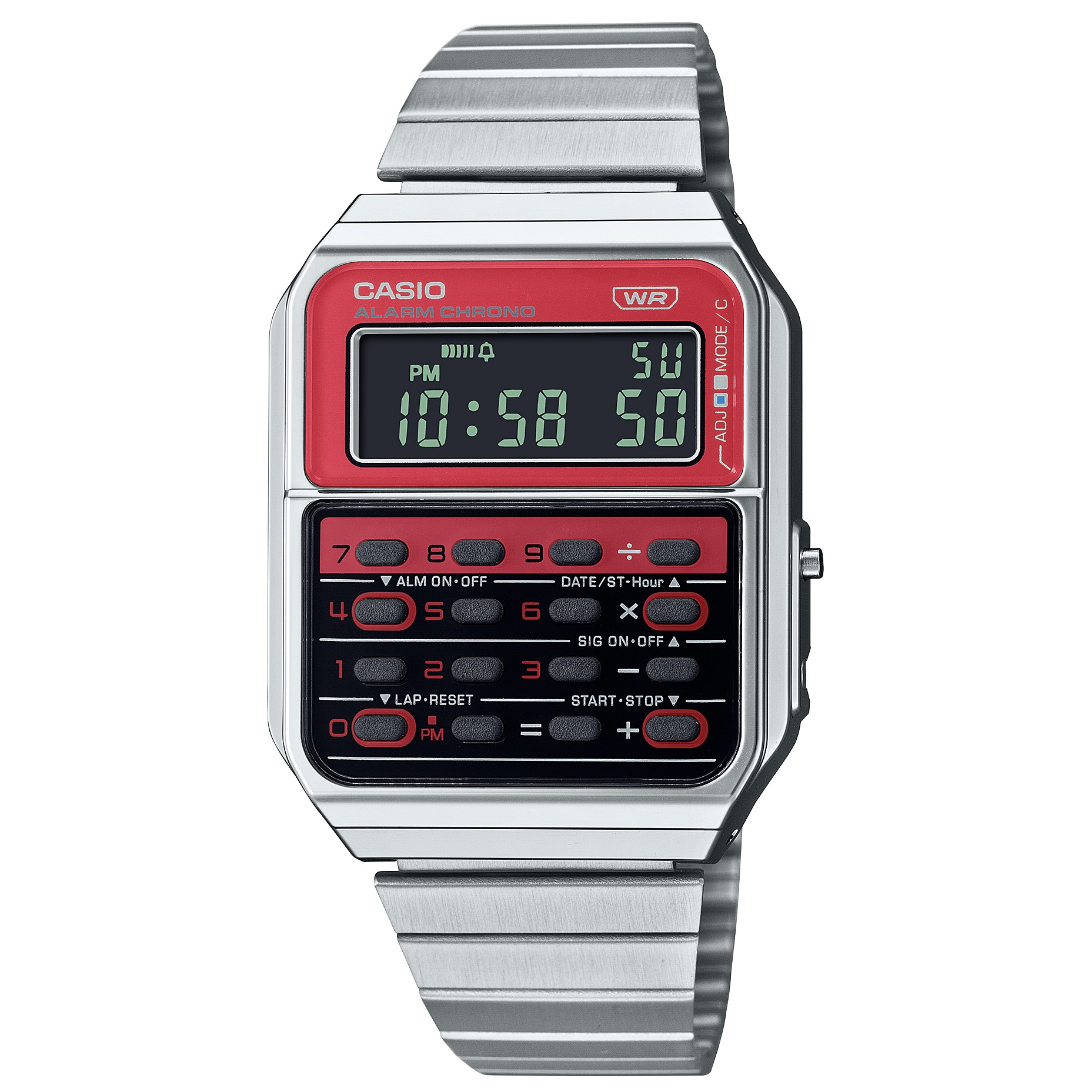 Unisex Retro Red and Black Calculator Watch