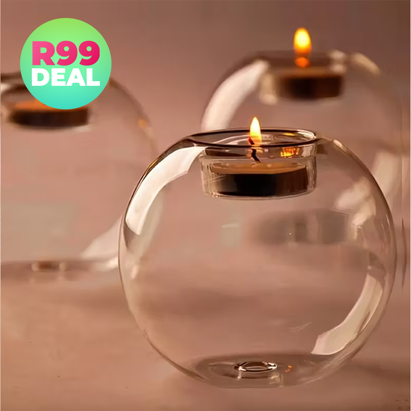 VeraGlow Round Borosilicate Glass Tealight Candle Holder — R99 on OneDayOnly (was R220)