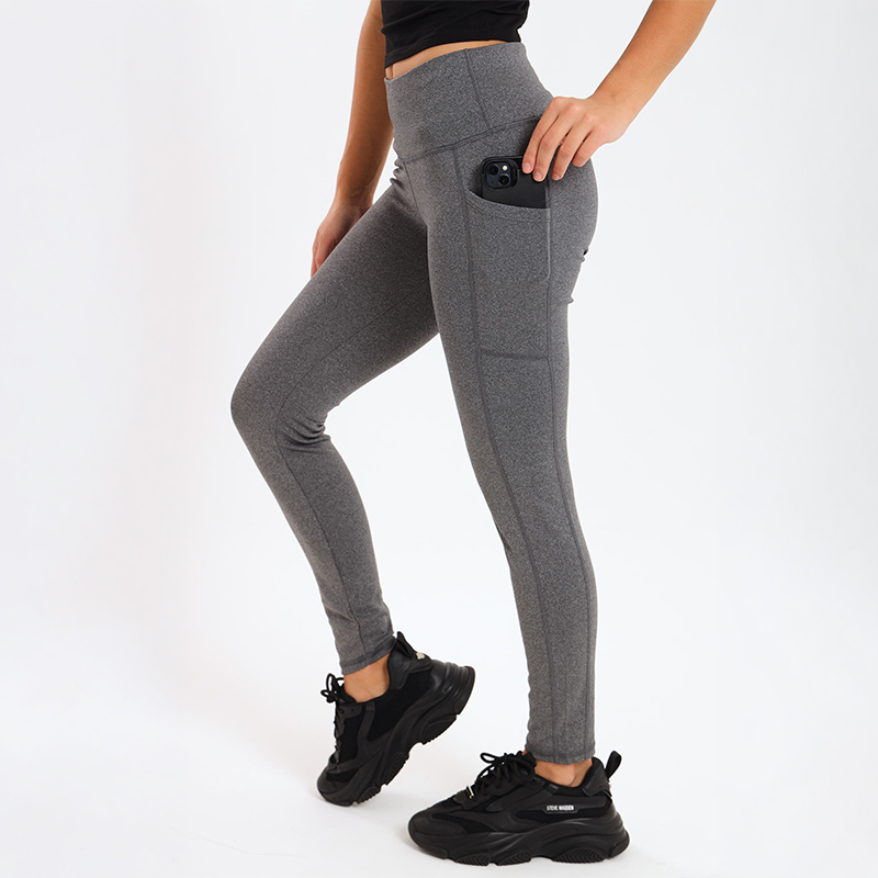 Ladies Grey High Waisted Leggings with Pockets