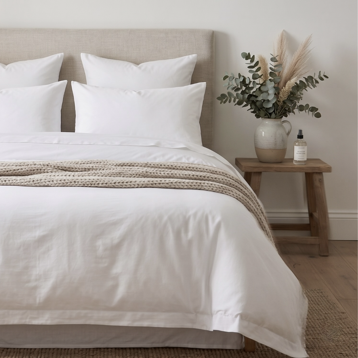 300TC White Oxford Duvet Cover with 2 Pillowcases