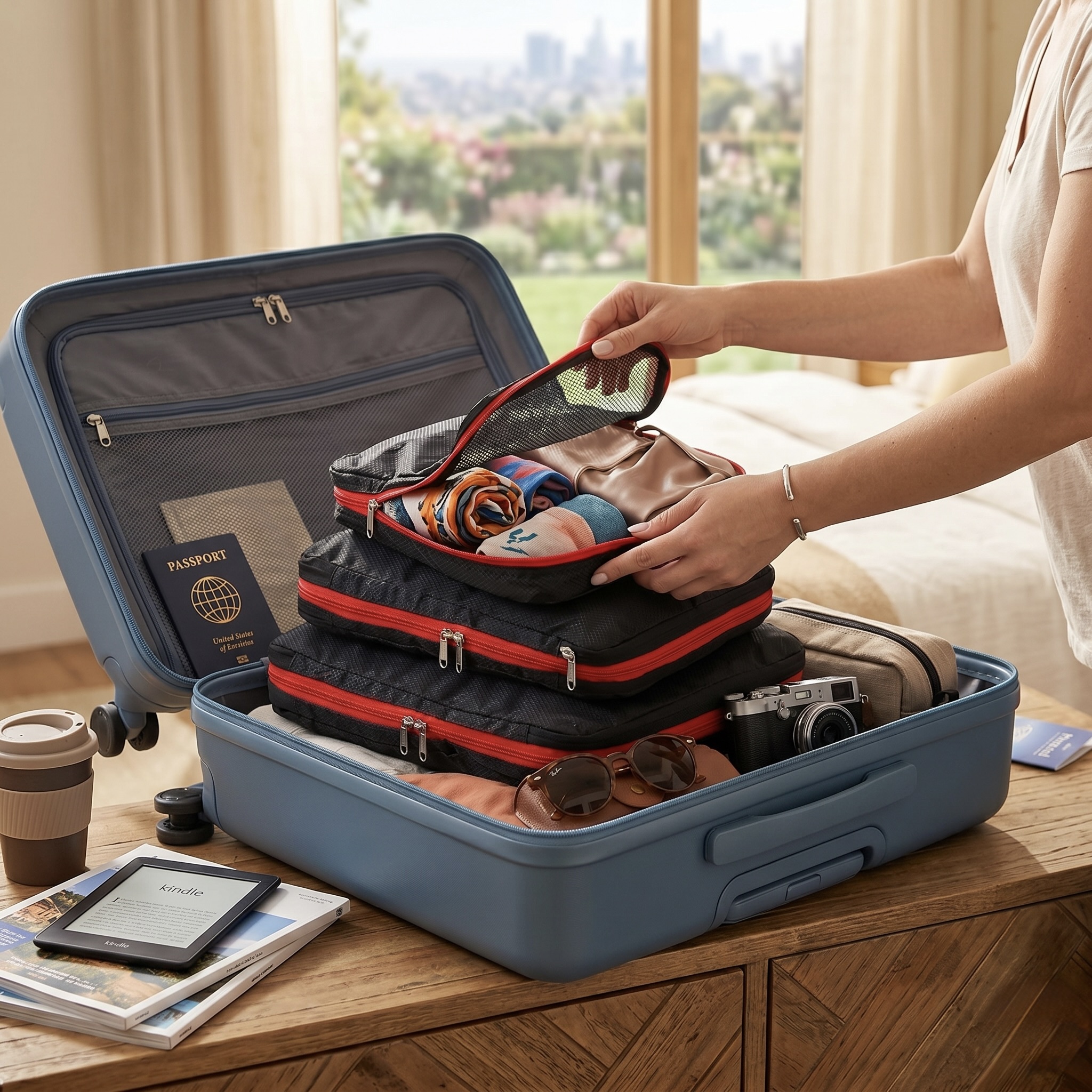 3-Piece Compression Packing Cubes Set with Clothing Separators