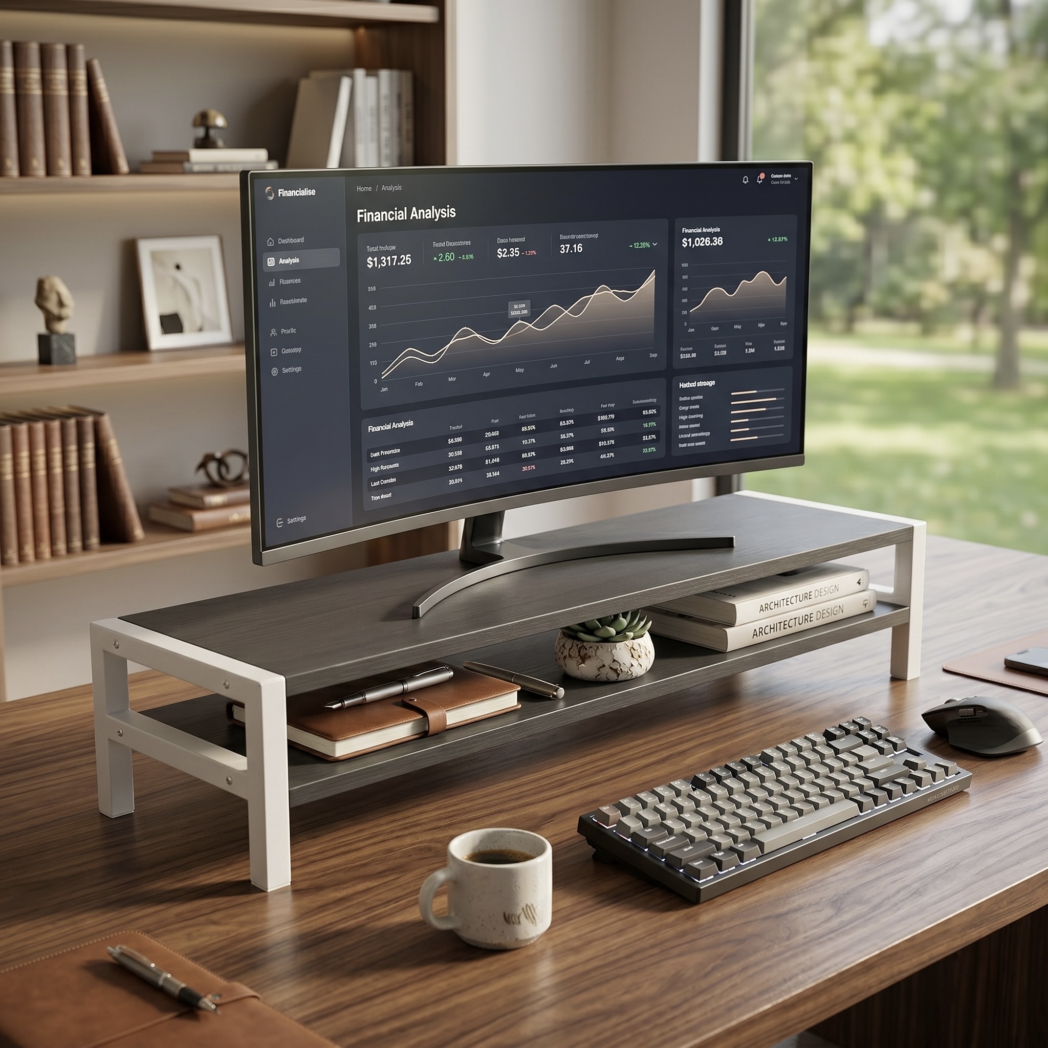 2-Tier Steel Frame Desktop Monitor Stand