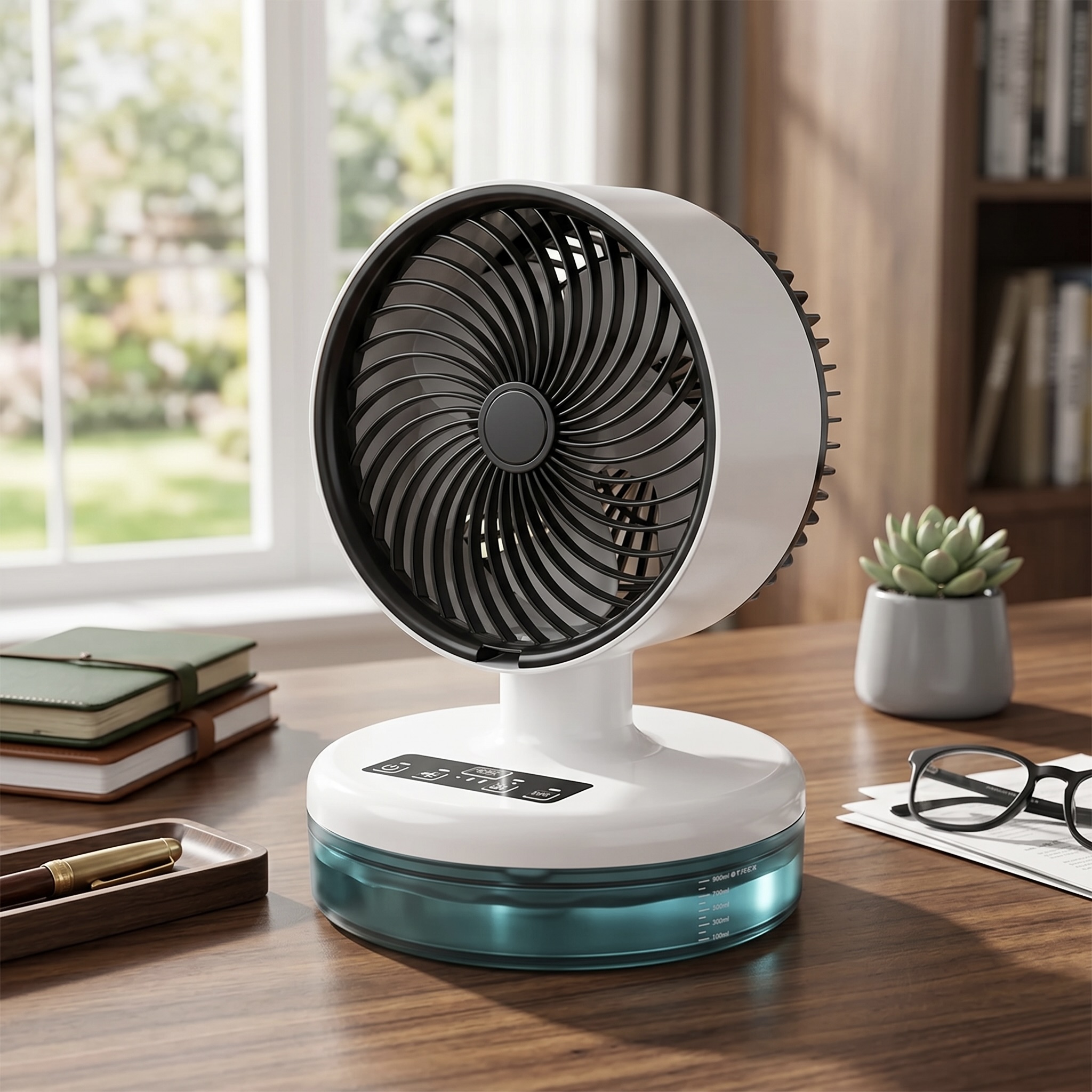 3-Speed Humidifier Desk Fan with LED Light