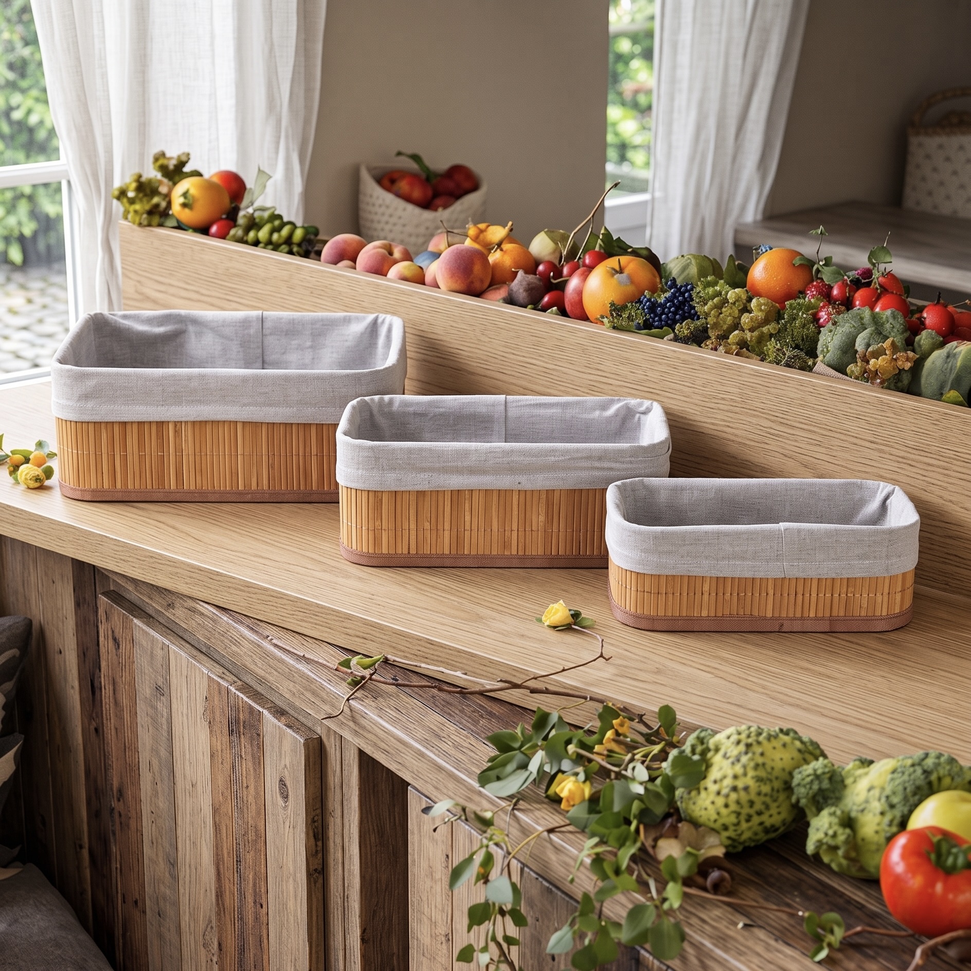 43% off on Livingo 3-Piece Bamboo Basket Set | OneDayOnly