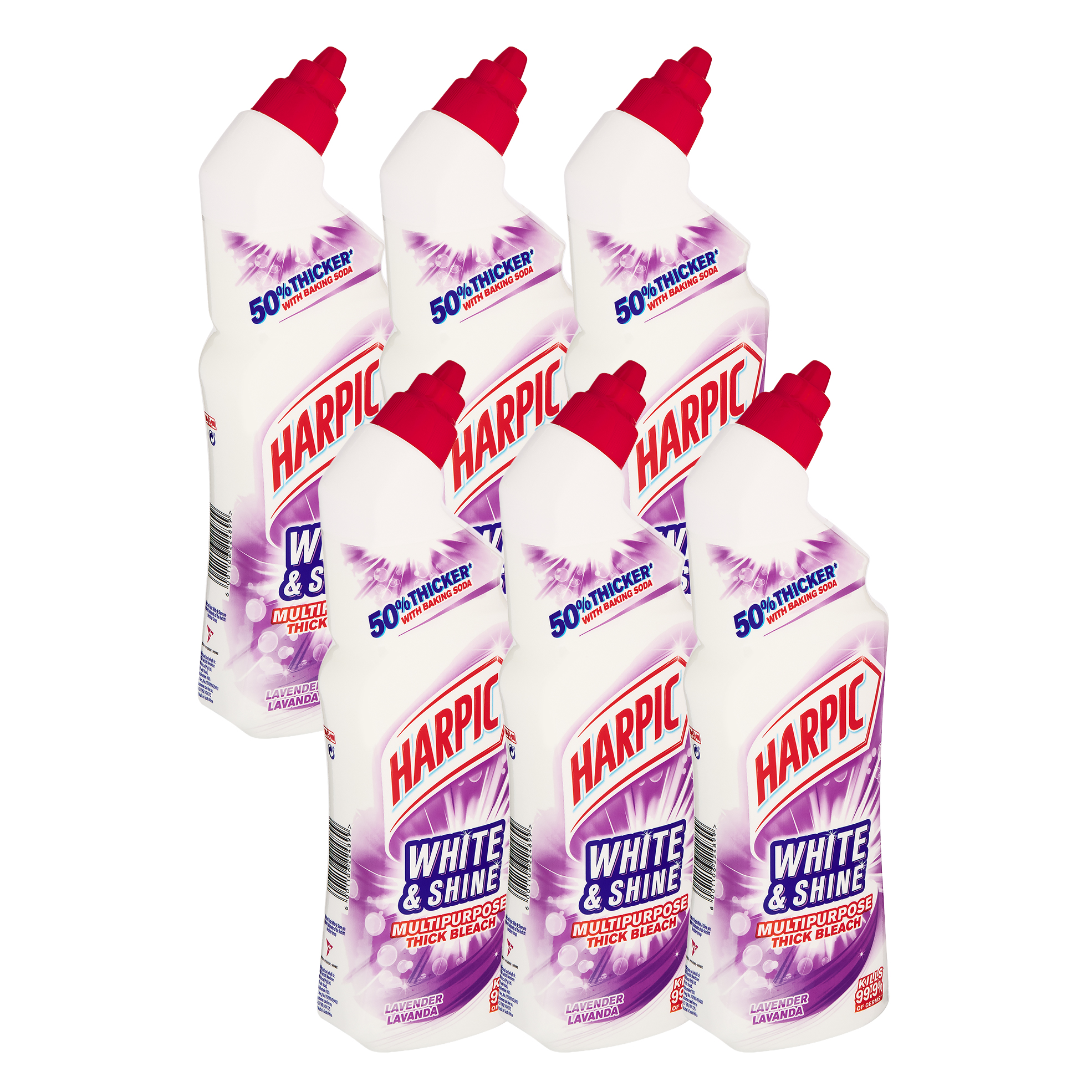 6x 750ml White & Shine Thick Bleach Toilet Cleaner