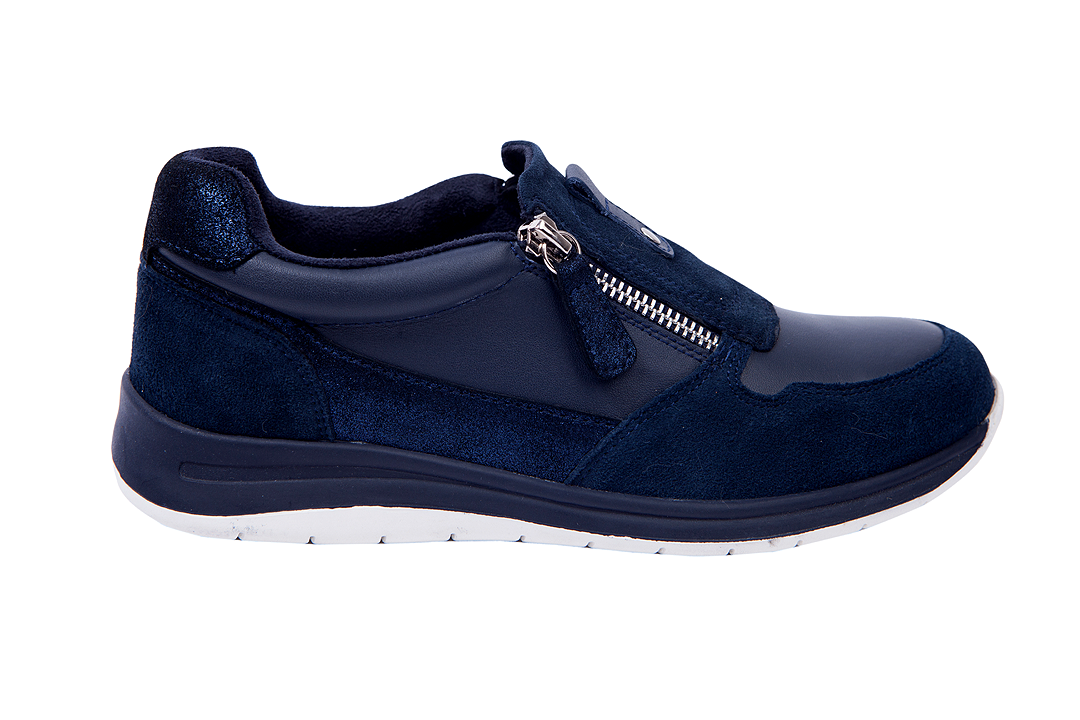 Ladies Genuine Leather & Suede Zip-Up Shoes